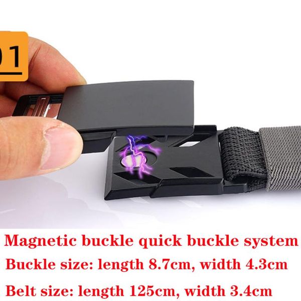 

belts men canvas fabric designer for metal magnetic buckle adjustable luxury band elasticity nylon belt, Black;brown