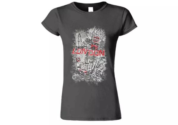 

london mix glitter design tee ladies cotton t shirts, White;black
