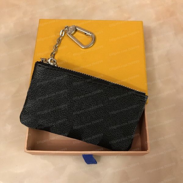 Carteiras de moda de alta qualidade bolsa de chave feminina preta flor verificador grade chaves anel titular do cartão de crédito bolsa de moedas meninas carteira bolsa com caixa jn8899
