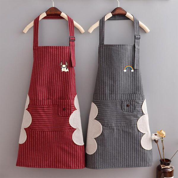 

aprons fashionable pure cotton waterproof simple female apron nordic household kitchen cooking sleeveless overalls work clothes