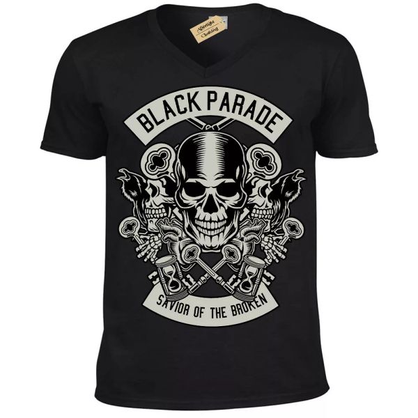 

Negro Desfile Camiseta Salvador de la Roto Hombre Cuello en V, White;black