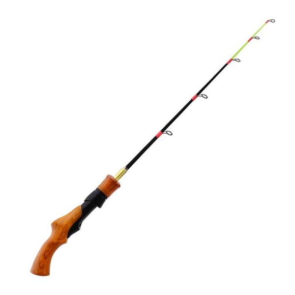 

short section ice fishing rod 2 sections shrimp winter 62cm imitation wooden handle children boat rods