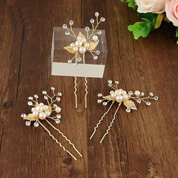

other 3pcs/lot hair sticks rhinestone wedding hairpin pearl headpiece accessories hairclip bride fashion jewelry, Golden;white