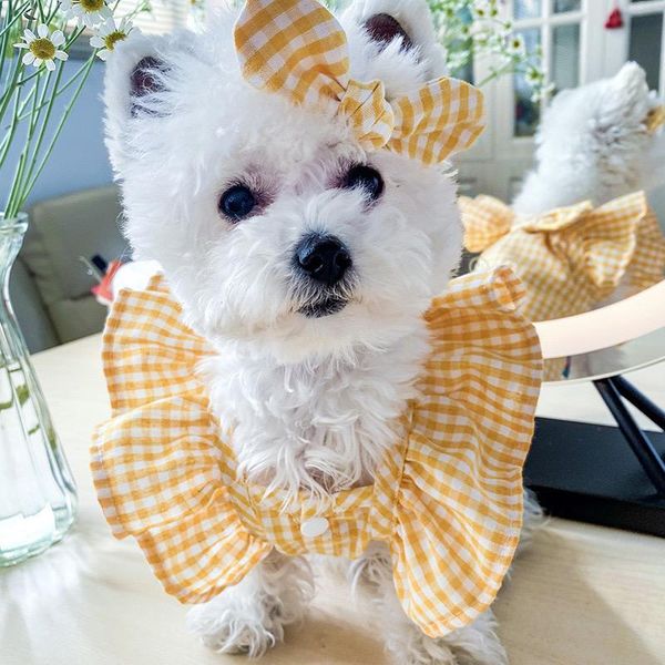 

dog apparel pet shirt big bow polyester summer clothes t-shirt ruffle cute clothing for puppy small dogs chihuahua costume perro