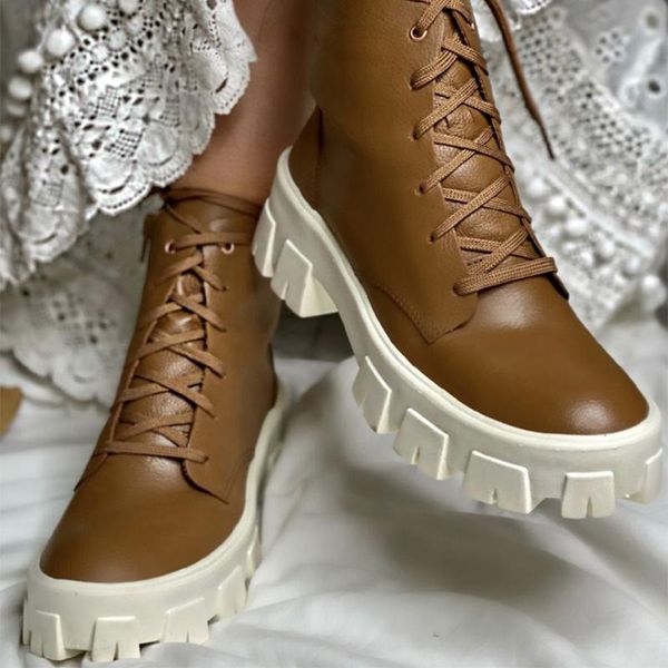 

boots autumn and winterstyle women's pu leather lace-up thick-soled shoes style splicing fashion short, Black