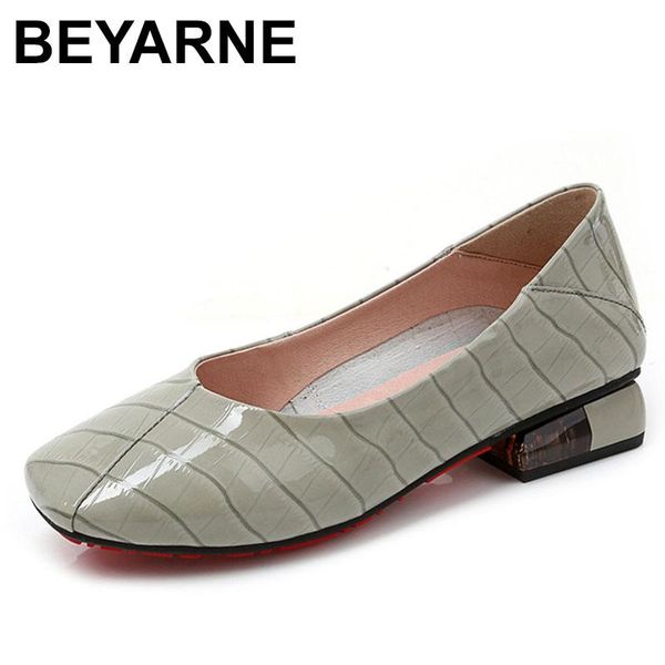 

dress shoes beyarnebrand low heel ladies pumps genuine leather square toe colorful heels party handmade women, Black