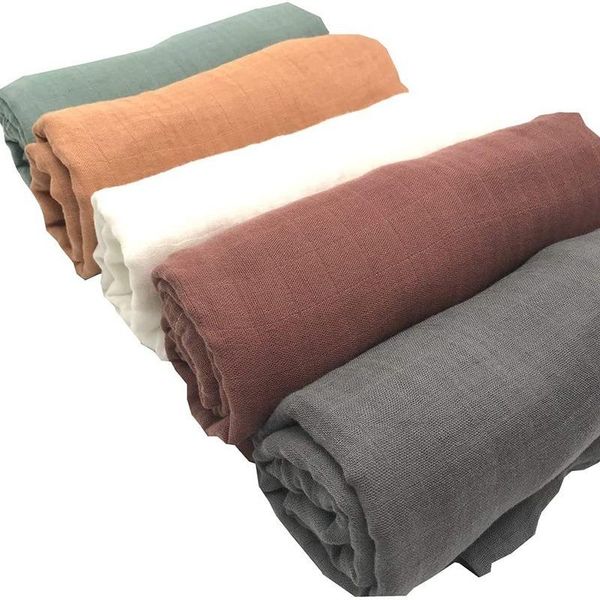 

blankets & swaddling bamboo cotton baby wrap towel solid color gauze born water absorption bath towels soft comfortable swaddle blanket