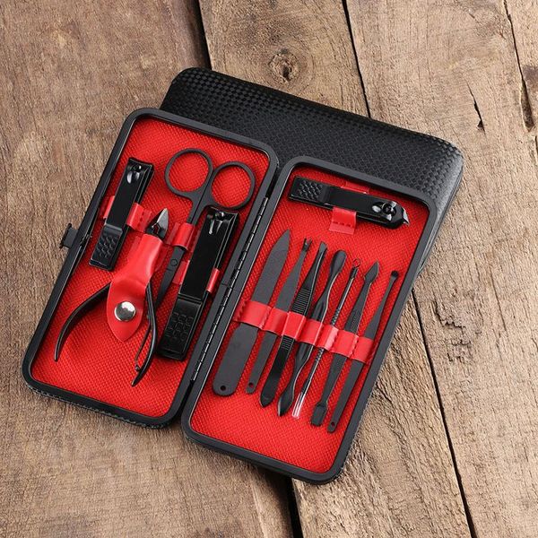 

nail art kits red 7-12pc scissors clippers set dead skin pliers cutting pedicure knife groove inflammation manicure tool