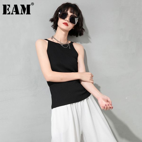 

[eam] women black backless knitting slim tank round neck sleeveless personality fashion spring summer 1dd8342 210512, White