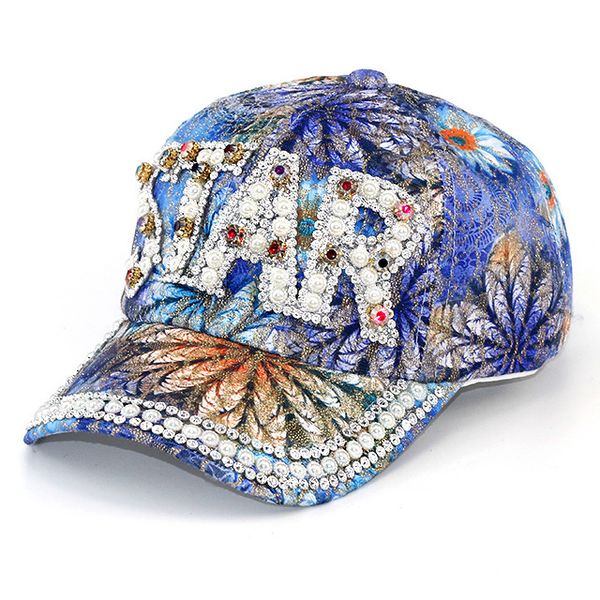 

spring summer children's crystal letter baseball cap geometric pattern, Blue;gray