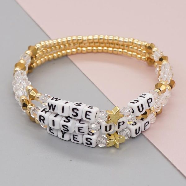 

beaded, strands go2boho gold color star charm beaded letter bracelet crystal bracelets jewelry for women gift fashion pulseras party jewelle, Black
