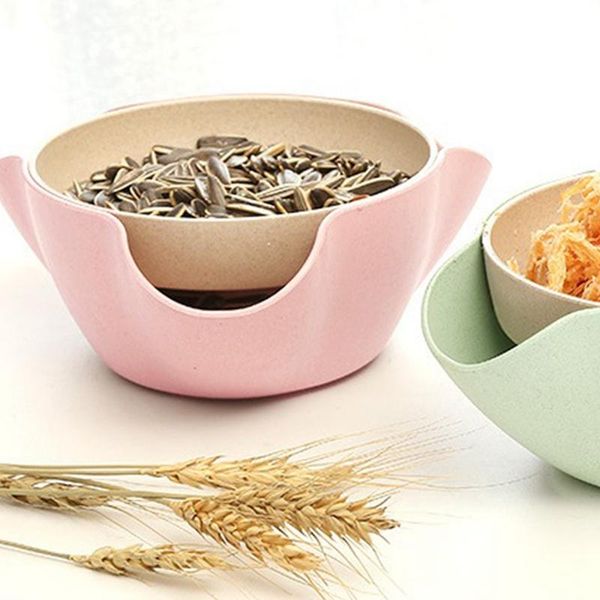

dishes & plates 2 pcs double-dish serving bowl with waste for nuts