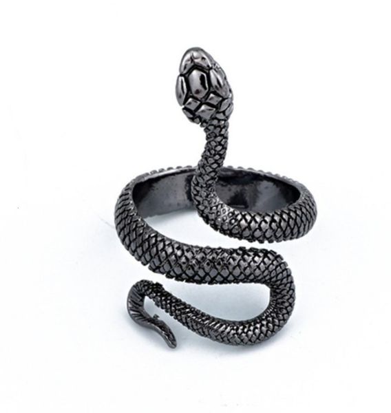 

fashion personality exaggerated snake punk cobra zodiac ring network, Black