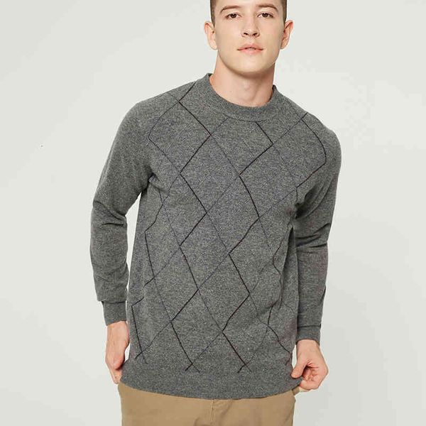 

sweaters lhzsyy autumn winter men's o-neck thicken 100%pure wool loose pullover youth cashmere knitted bottoming sweater tyhr, White;black