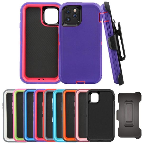 3 em 1 capas de telefone resistentes para iPhone 13 11 12 PRO MAX 13mini 12mini XS XR 7 8 Plus Defender Phone Case logotipo exposto robô híbrido à prova de choque à prova d'água com clipe