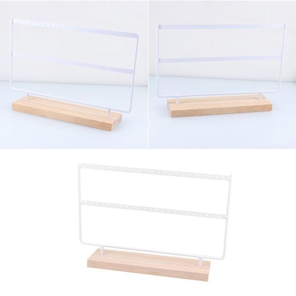 

hooks & rails portable earring display rack diy ornament iron art jewelry storage model earrings necklace stand (white)