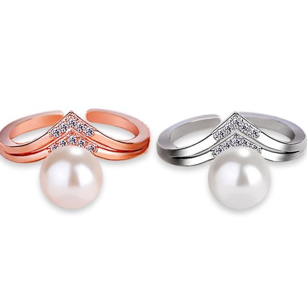 

european and american fashion pearl ring female opening adjustable diamond exquisite shell bead supporting accessories, Silver