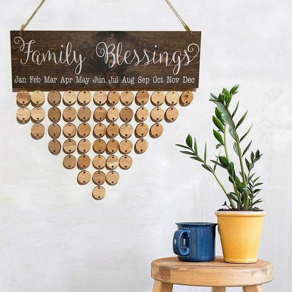 

birthday reminder calendar pendant blessing wooden plaque ornament hanging diy decoration gift for home wall 40*12cm fas frames