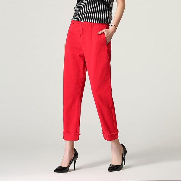 

women loose vintage jeans harem beige pants women's high waist cotton jean female boyfriend denim, Blue