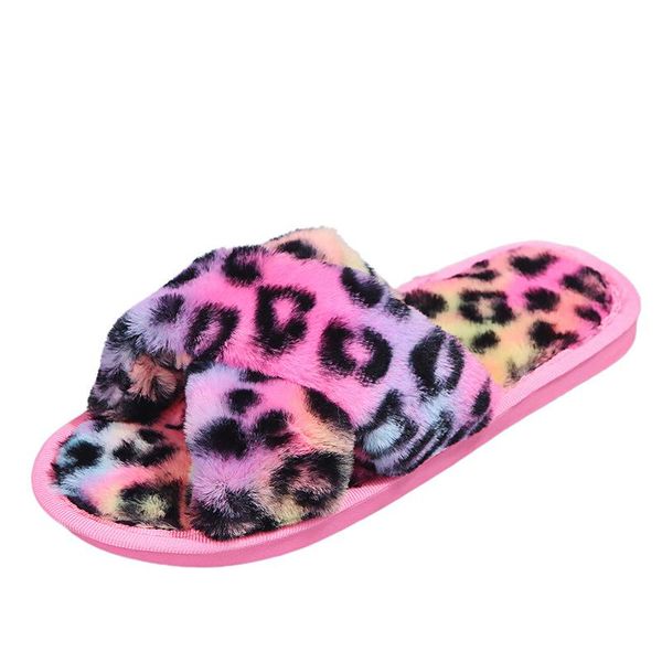 

slippers 2021 cross wool female fashion flat plush a word procrastinates indoor mop that occupy the home shoes for women, Black