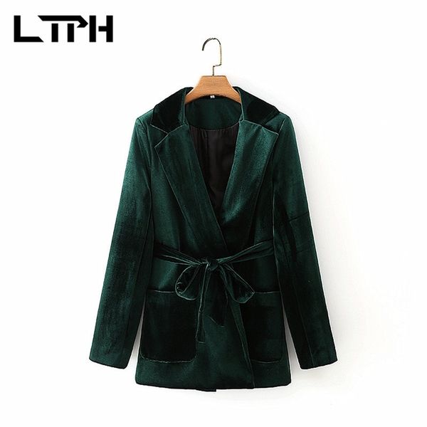 

ltph vintage sashes slim coat women blazer double pocket none buckle jackets business casual suit blazers autumn winter 210423, White;black