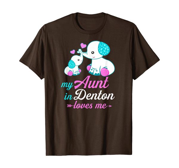 

my aunt in denton city loves me - cute elephant gift t-shirt, White;black
