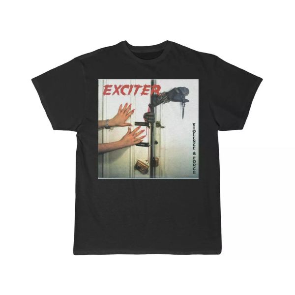 

exciter violence and force men's short sleeve t shirt, White;black