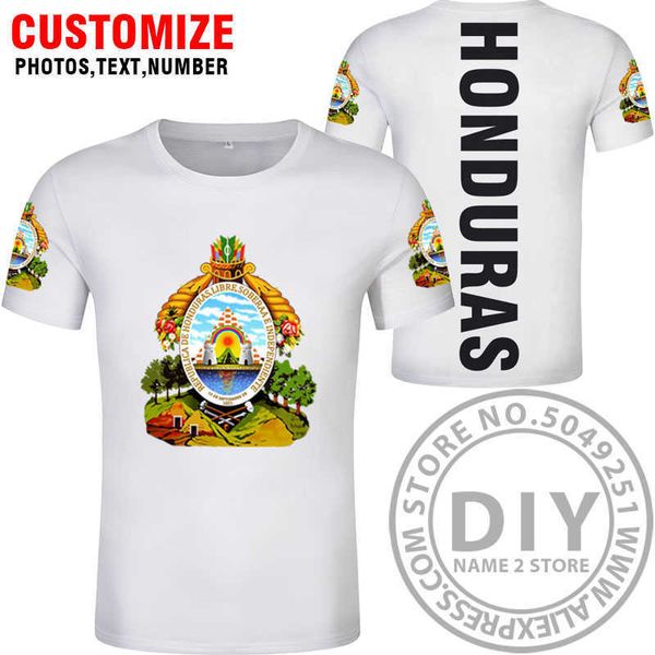 HONDURAS t gömlek diy ücretsiz özel yapılmış isim numarası şapka t-shirt ulusal bayraklar hn ülke baskı fotoğraf honduras ispanyol giyim X0602