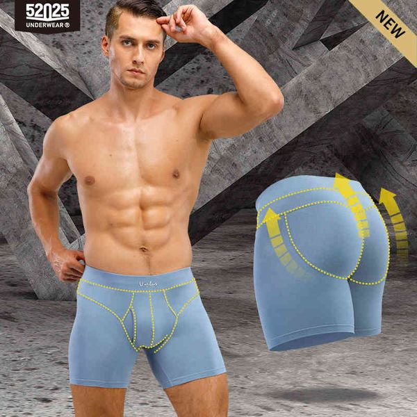 52025 Algodão Modal Soft Confortável Push-Up Boxerbriefs Homens Underwear Sexy Long Boxers