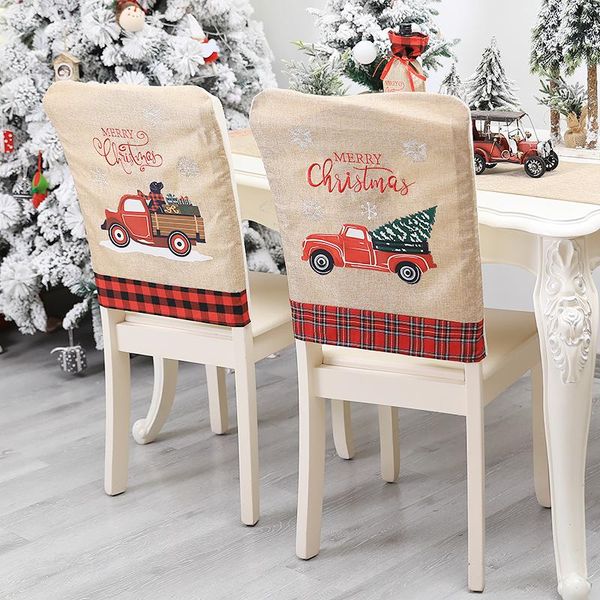 

christmas chair back elastic stretch santa clause holiday party decor dining kitchen covers decoration