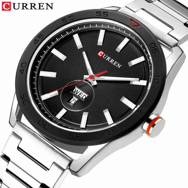

brand curren luxury men's watches fashion casual men watch waterproof quartz wrist watch male clock relogio masculino 210517, Slivery;brown