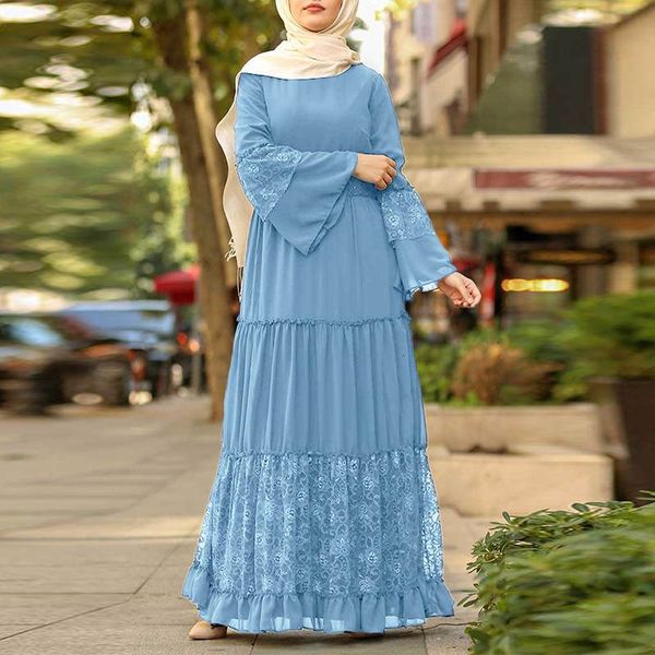 

casual dresses stylish spring lace robe vintage long sleeve muslim retro abaya hijab maxi sarafans 5xl t4u7, Black;gray