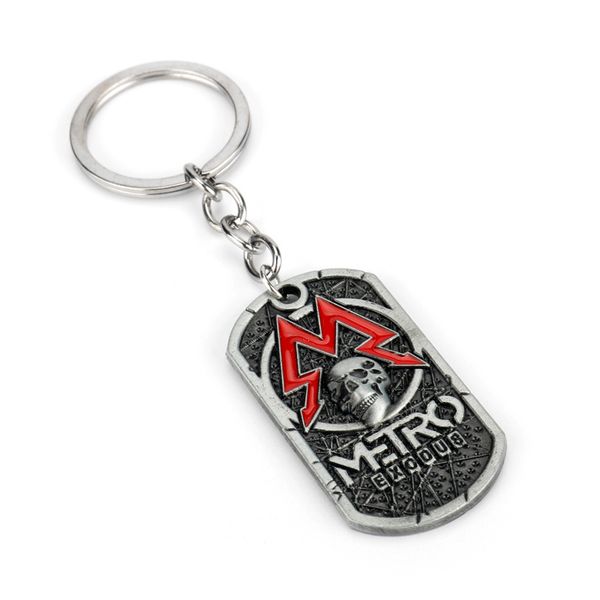 

dog tag pendant keychain game metro exodus 2033 keyring metal alloy dangle jewelry long chain charm gifts, Silver