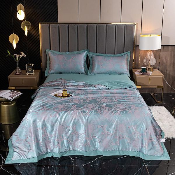 

bedding sets michiko silk cotton satin jacquard all summer quilt 4-piece set