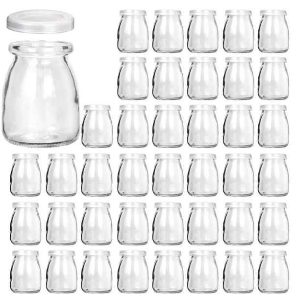 

storage bottles & jars glass clear yogurt with pe lids, pudding ideal for honey, wedding favors, shower favors