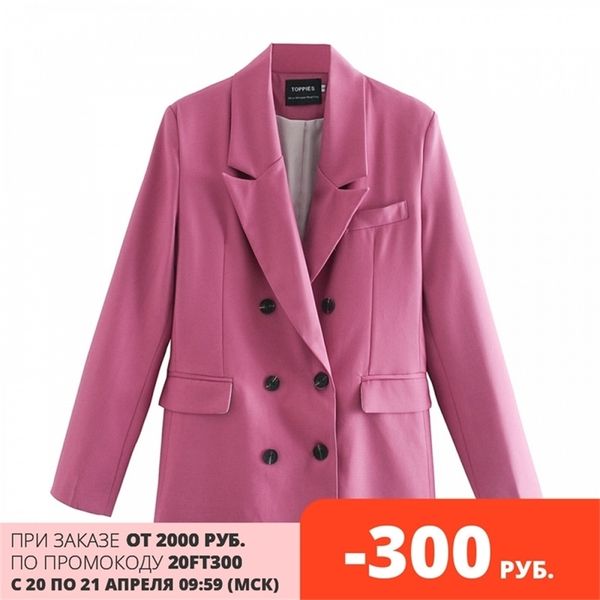 

spring blazer oat women double breasted suit jacket long sleeve female outerwear chic 210421, Black
