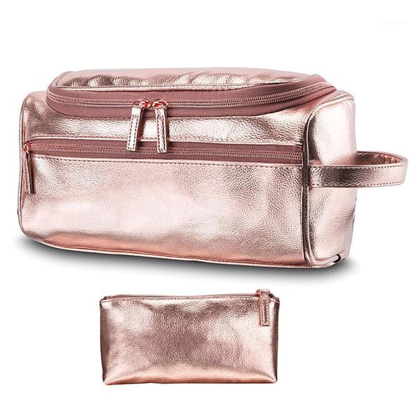 

multifunction fashion pu leather hanging makeup bag composite organizer bags women female toiletry with small1