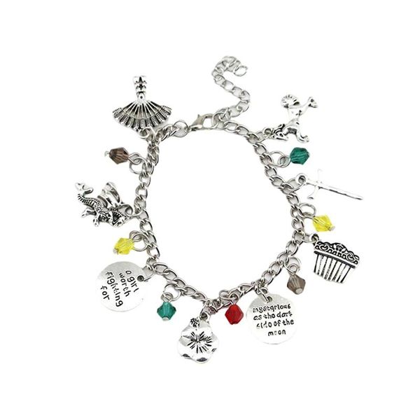 

charm bracelets cartoon movie pocahontas mulan tangled rapunzel comb castle flower crystal charms bangles&bracelet jewelry, Golden;silver