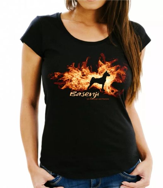 

Ladies T-Shirt BASENJI fire and flame by siviwonder Dog Motif, Mainly pictures