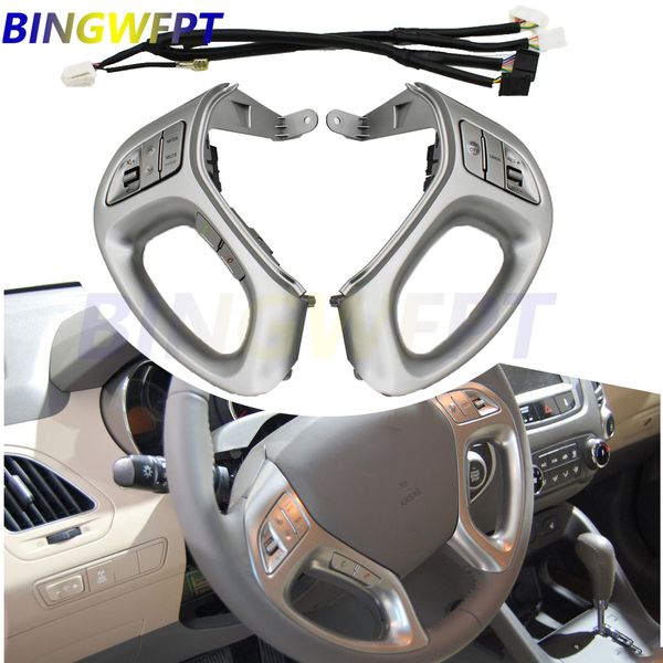 

car for hyundai ix35 & tucson 2010-2015 switch multi-function cruise control steering wheel buttons with bluetooth button in silver