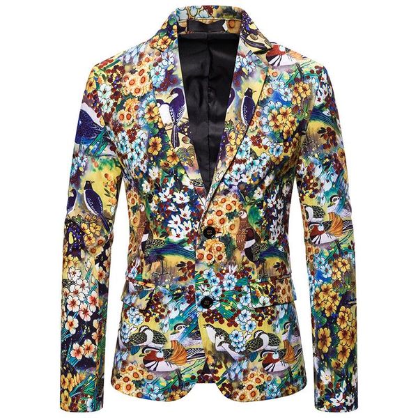 

men's suits & blazers good quality spring 3d floral print men blazer jacket eu size single breasted stylish for, White;black