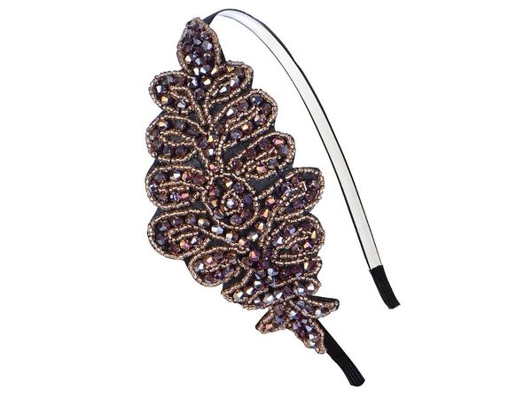 

hair clips & barrettes womens vintage 1920s hand-beads retro big flower leaf flapper headband, Golden;silver