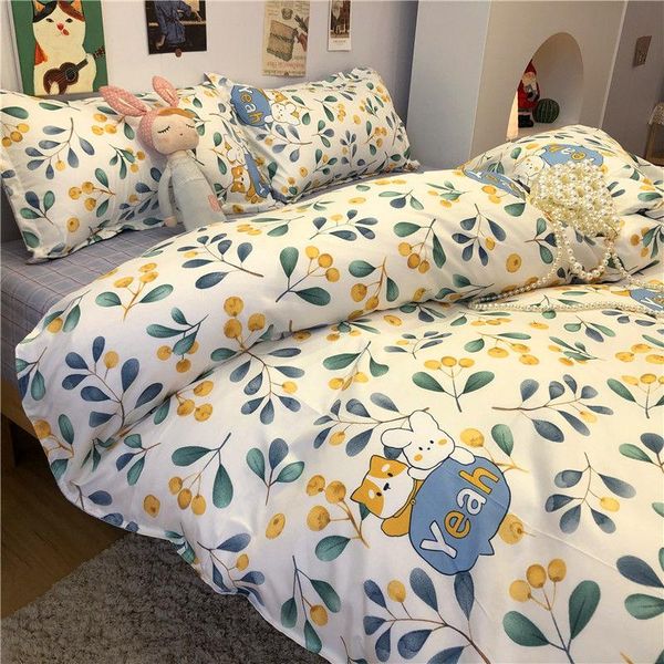 

bedding sets kids bed linen set duvet quilt cover pillowcase flat sheets ins style  full king solid color