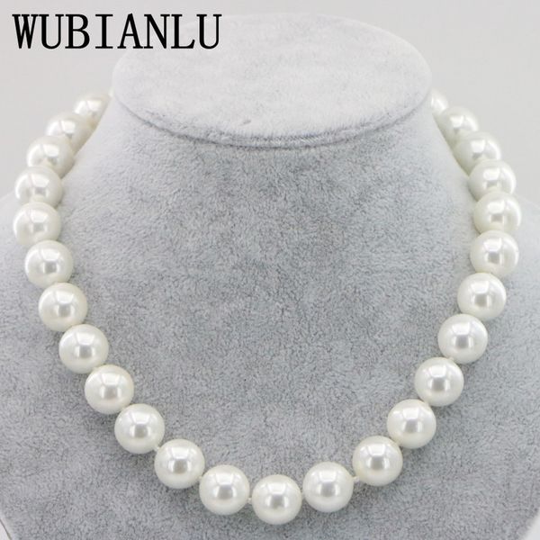 

white black wubianlu 14mm sea south shell pearl chain 18 inch magnetic gesp, Silver
