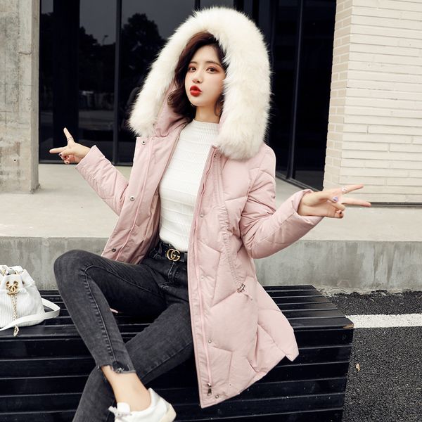

arrival fashion women winter jacket cotton padded warm thicken ladies coat with fur long coats parka womens jackets, Black