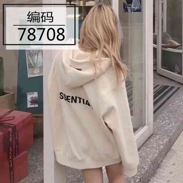 

ukmr78708 ess zipper cardigan hoodie letter printed couple's sweater, Black