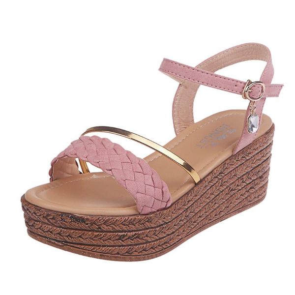 

women fashion casual crystal wedge open toe platforms sandals high heels shoe thick-soled wear resistant outdoor mar 3, Black