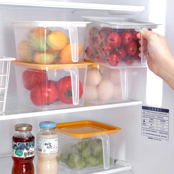 

storage bottles & jars 1pcs refrigerator organizer food container with lid handle fresh-keeping box case reusable crisper for kitchen