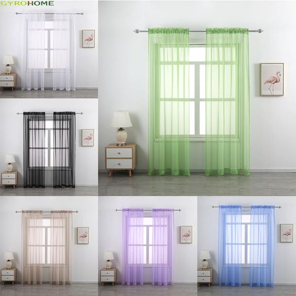 

curtain & drapes gyv1041- modern solid color 1pc sheer voile tulle curtains "customise" living room kitchen bedroom home decorativ