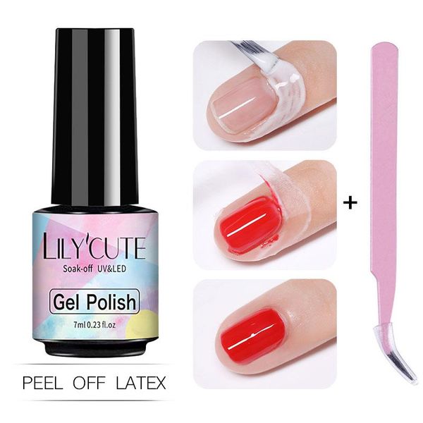 

nail polish lilycute 7ml anti-ing peel off art latex liquid with tweezers cuticle skin protector